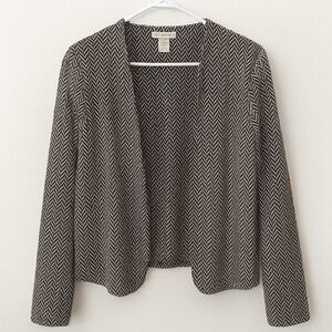 Danbee Black & White Chevron Open Front Blazer Jacket